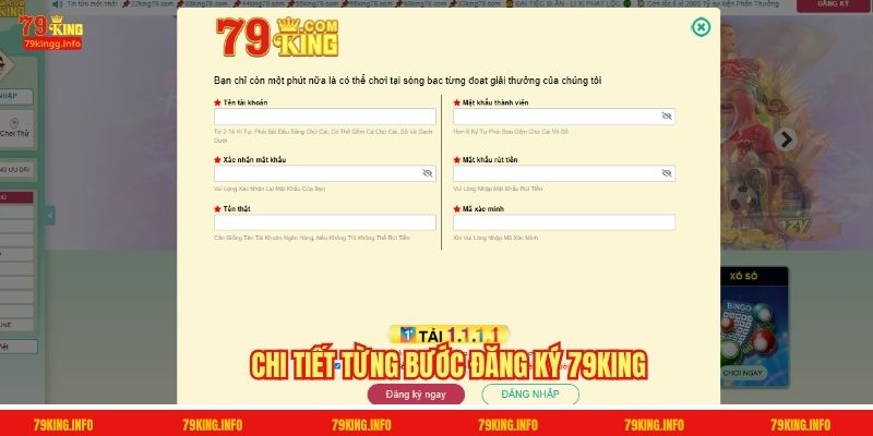 Chi tiết từng bước đăng ký 79King